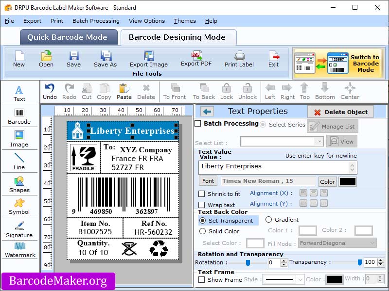 Standard Barcode Maker Tool 6.6 full