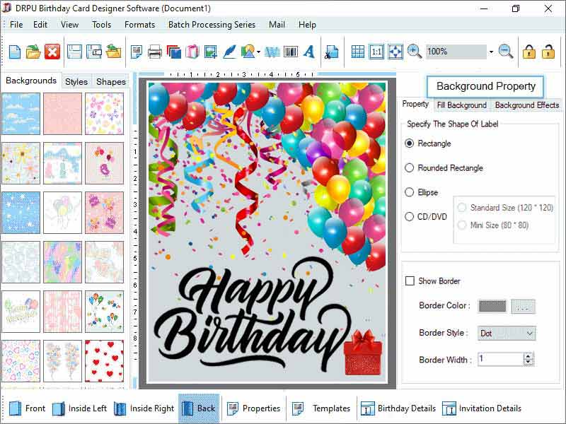 Screenshot of Bulk Birthday Card Maker Application