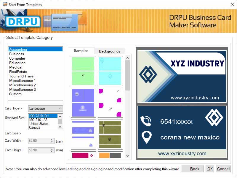 Screenshot of Excel Business Card Creator Software