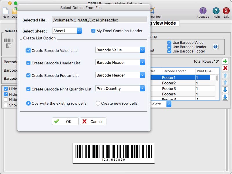 Mac Excel Barcode Designer Application