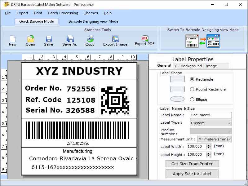 Screenshot of Professional Barcode Designing Software