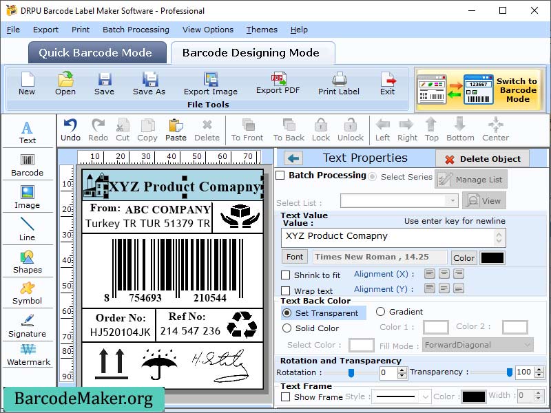 Professional Barcode Creating Tool software